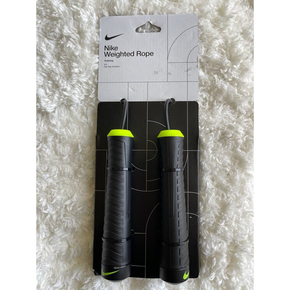 Nike Weighted Jump Rope Training 9 foot Rope Black NEW Fitness Non-Slip Handles